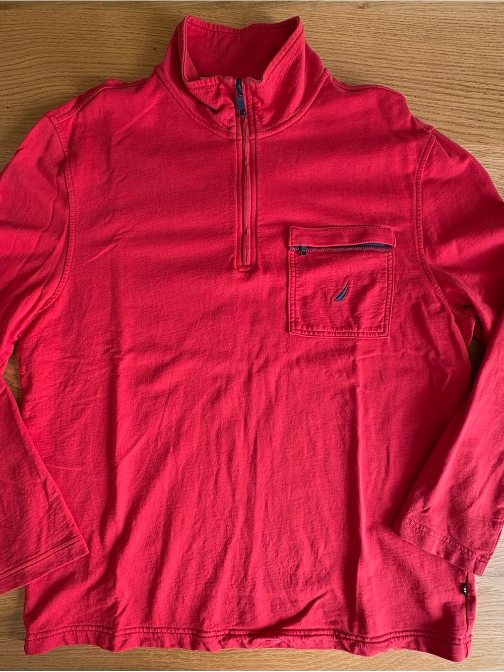 Nautica Men's Bright Red Half-Zip Pullover with Chest Pocket